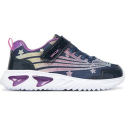 Geox Παιδικά Sneakers με Φωτάκια Navy Μπλε Μωβ Ροζ J56E9B0ASKNC4269