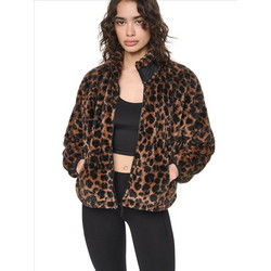 DKNY Γυναικεία Ζακέτα Fleece Μακριά με Φερμουάρ Σοκολατί DP6J9778-00N1