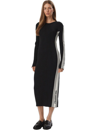Karl Lagerfeld Midi Καθημερινό Φόρεμα Πλεκτό Μαύρο B4W13053-999