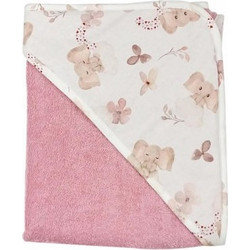 Baby Star Elephant Βρεφικό Μπουρνούζι Κάπα Λευκό Ροζ 75x75cm