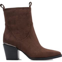 Marco Tozzi Γυναικεία Μποτάκια Cowgirl Suede Καφέ με Χοντρό Χαμηλό Τακούνι 2-25359-47-304