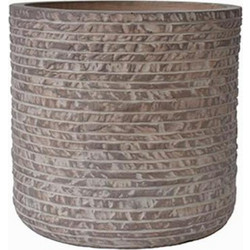 Plastona Brick Γλάστρα Στρογγυλή Fiberclay Καφέ 25x24cm 00.03.34501