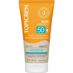 Topicrem Sun Protect Matte Finish Αντηλιακή Mousse Προσώπου SPF50+ 50ml