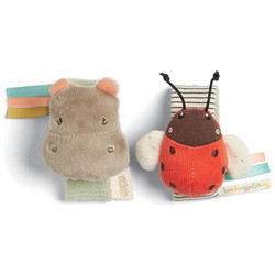 Mamas & Papas Hippo & Ladybird Σετ Υφασμάτινες Κουδουνίστρες Βραχιόλια για Νεογέννητα