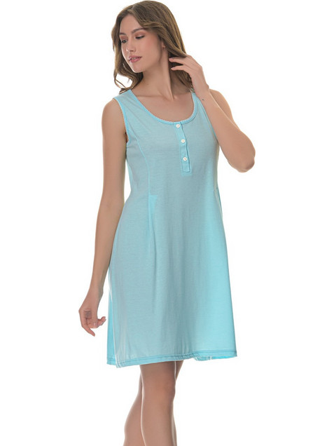 PNN Nightwear Marietta Νυχτικό Εγκυμοσύνης Βαμβακερό Καλοκαιρινό Τιρκουάζ 0251-0412-1