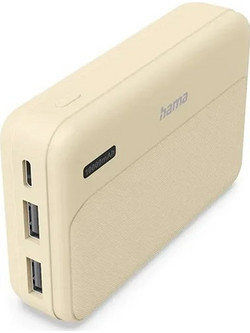 Hama Pocket 10 Power Bank 10000mAh 10W με 2 Θύρες USB-A Sand