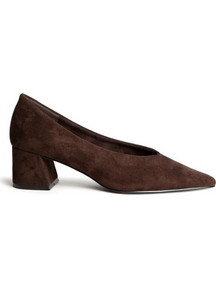 Corina Γόβες Suede με Χοντρό Χαμηλό Τακούνι Σοκολατί M6665