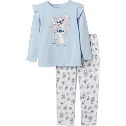 Zippy Disney Lilo & Stitch Παιδική Πιτζάμα Βαμβακερή Χειμωνιάτικη Γαλάζια Μπεζ 31081412022