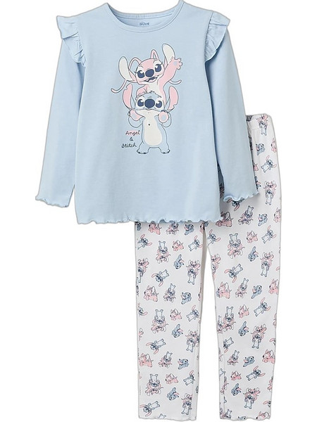 Zippy Disney Lilo & Stitch Παιδική Πιτζάμα Βαμβακερή Χειμωνιάτικη Γαλάζια Μπεζ 31081412022
