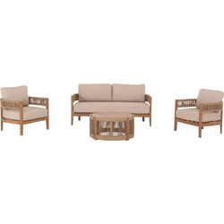 HomeMarkt Solace Σετ Σαλόνι Κήπου Μασίφ Οξιά 3τμχ Μπεζ Καφέ 0612717