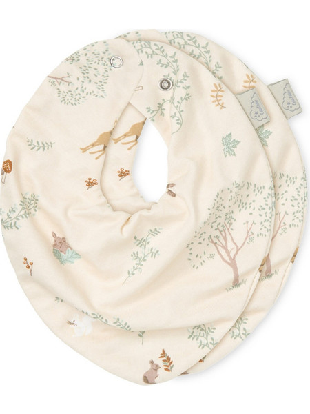 Cam Cam Copenhagen Woodland Σετ Σαλιάρες Μπαντάνα από 100% Βαμβάκι με Κουμπί Μπεζ 2τμχ