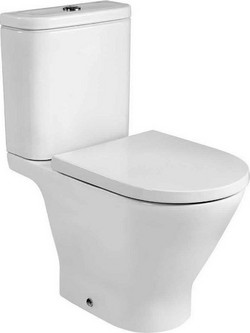 Roca The Gap Round Λεκάνη Τουαλέτας Δαπέδου Rimless Πίσω Σιφώνι με Καζανάκι & Κάλυμμα Soft Close Λευκή A3420N8000