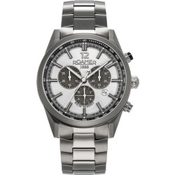 Roamer Helios Ανδρικό Ρολόι Χρονογράφος Solar με Ασημί Μεταλλικό Μπρασελέ 973981441520