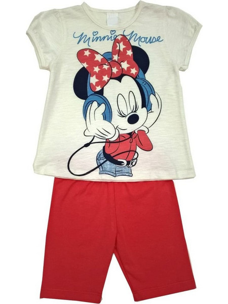 Beboulino Minie Mouse Βρεφικό Σετ για Κορίτσι Καλοκαιρινό Λευκό Μπεζ 8010866
