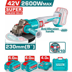 Total TAGLI4260182 Γωνιακός Τροχός Μπαταρίας 42V 230mm 3x4Ah