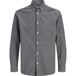 Jack & Jones Ανδρικό Πουκάμισο Βαμβακερό Μακρυμάνικο Κανονική Γραμμή Overshirt Γκρι 12305791