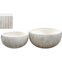 Σετ Γλάστρες Στρογγυλές Fiberglass Μπεζ 45x21cm 2τμχ 0511512
