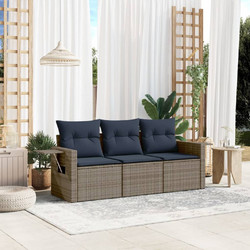 vidaXL Σετ Σαλόνι Κήπου Rattan 3τμχ Γκρι Μπλε 3219860