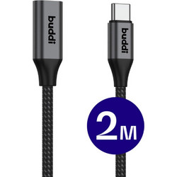 Buddi Braided USB-C Female to USB-C 60W 2m Black 8719246459382