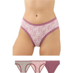 Minerva Βαμβακερά Γυναικεία Slip με Δαντέλα Ροζ 3Pack 96-82368