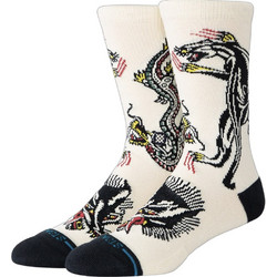 Stance x Bert Krak Battle Ανδρικές Κάλτσες Ψηλές με Σχέδια Μπεζ A555C26BAT-CRM