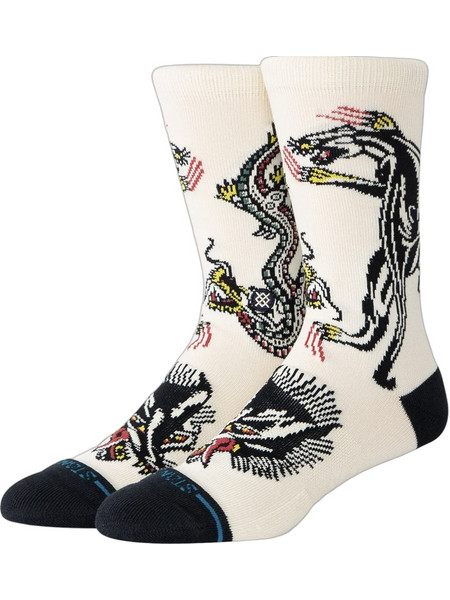 Stance x Bert Krak Battle Ανδρικές Κάλτσες Ψηλές με Σχέδια Μπεζ A555C26BAT-CRM