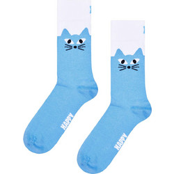 Happy Socks Big Cat Ανδρικές Κάλτσες Ψηλές με Σχέδια Γαλάζιες P006114-2140