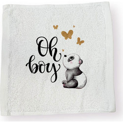 Bonjour Bebe Panda Oh Boy Βρεφική Λαβέτα Ώμου 100% Βαμβακερή Λευκή
