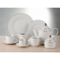 Cryspo Trio Polo Σετ Φλιτζάνια Cappuccino & Τσαγιού Πορσελάνης Λευκά Ασημί 230ml 6τμχ 34.001.31