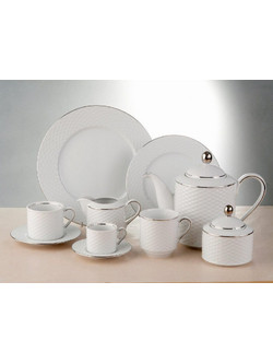 Cryspo Trio Polo Σετ Φλιτζάνια Cappuccino & Τσαγιού Πορσελάνης Λευκά Ασημί 230ml 6τμχ 34.001.31