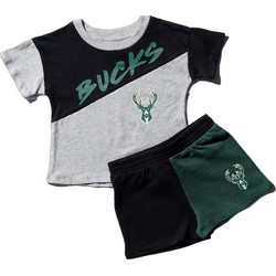 NBA Super Star Milwaukee Bucks Βρεφικό Σετ για Αγόρι Καλοκαιρινό Πράσινο Γκρι Μαύρο EK2N1SCPB-BCK