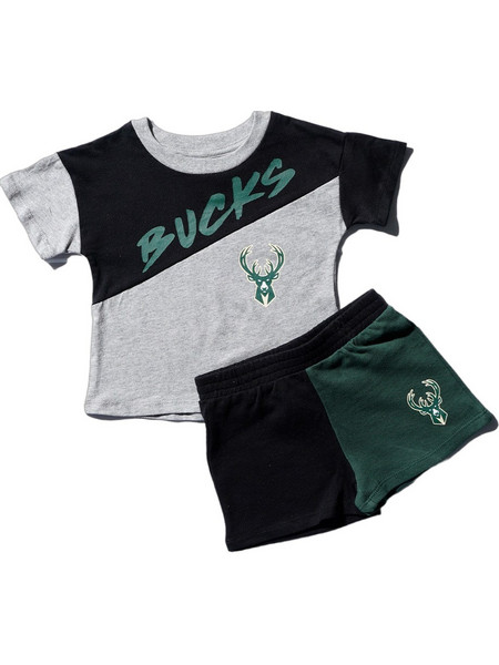 NBA Super Star Milwaukee Bucks Βρεφικό Σετ για Αγόρι Καλοκαιρινό Πράσινο Γκρι Μαύρο EK2N1SCPB-BCK
