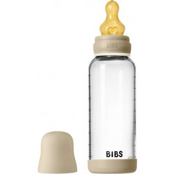 BIBS Glow Γυάλινο Μπιμπερό με Θηλή Καουτσούκ 0+ Μηνών Beige 240ml