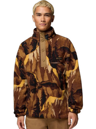 Columbia II Printed Half Snap Fleece Ανδρικό Αθλητικό Φούτερ Καφέ 2098461-257