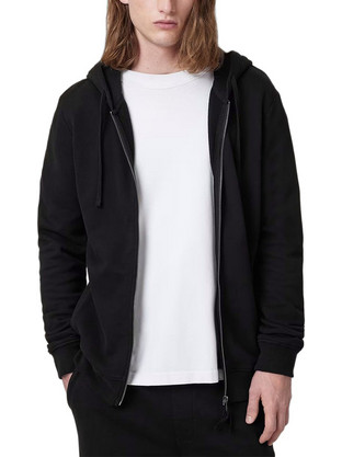 AllSaints Raven Ανδρική Ζακέτα Φούτερ με Κουκούλα και Φερμουάρ Μαύρη M028NA
