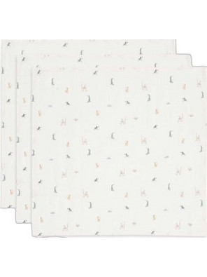 Jollein Jungle Jambo Πάνες Αγκαλιάς από Μουσελίνα Λευκές 70x70cm 3τμχ