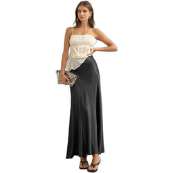 Topshop Jessy Midi Φούστα Σατέν Μαύρο 31001786