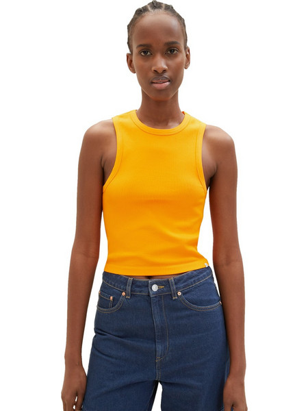 Tom Tailor Γυναικείο Καλοκαιρινό Crop Top Ριπ Κίτρινο 1038649-31684