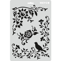 Meyco Στένσιλ Σχέδια Blossoms & Bird 16x16cm 66046