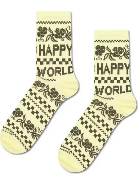 Happy Socks Happy World Χριστουγεννιάτικες Ανδρικές Κάλτσες Ψηλές Λευκές P006025