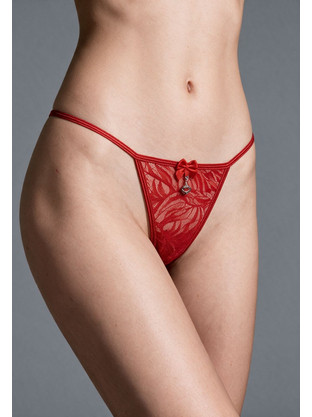 Milena By Paris Γυναικείο Sexy String με Δαντέλα Κόκκινο 6970
