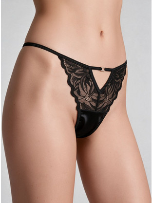 Milena By Paris Γυναικείο Sexy String με Δαντέλα Μαύρο 7754