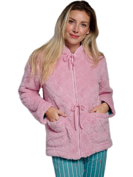 Muydemi Γυναικεία Ρόμπα Χειμωνιάτικη Fleece Ροζ 26249