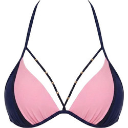 Marko Rose Bikini Top Τριγωνάκι με Ενίσχυση Navy Μπλε Ροζ M-818