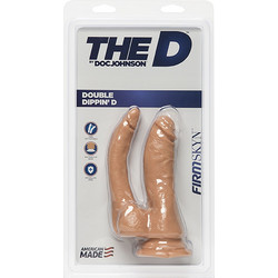 Doc Johnson The Dippin D Διπλό Dildo με Βεντούζα 15.8cm Flesh