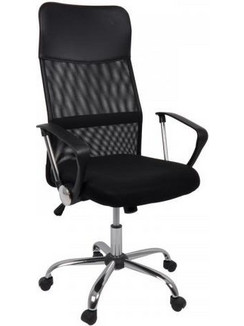 Woodwell BF2400 Καρέκλα Γραφείου με Προσκέφαλο Στήριξη Μέσης και Ανάκλιση Μαύρη ΕΟ502,1