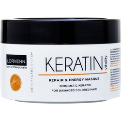 Lorvenn Keratin Vitality Μάσκα Μαλλιών Κερατίνης για Επανόρθωση για Βαμμένα & Ταλαιπωρημένα Μαλλιά 500ml