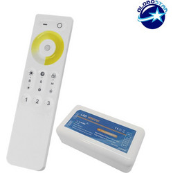 GLOBOSTAR(R) 04040 TONE CCT Controller 2CH DC 12-24V 12A 288W Max IP20 - RF 2.4GHz Ασύρματο Χειριστήριο Αφής 1 Ζώνης - M8.5xΠ2.5xΥ4.5cm