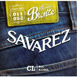 Savarez A130CL Acoustic Σετ 6 Χορδές Ακουστικής Κιθάρας 80/20 Bronze 11-52" Custom Light Tension