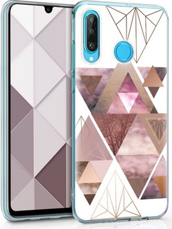 KW TPU Silicone Case Huawei P30 Lite - IMD Design Light Pink / Rose Gold / White (47501.02)